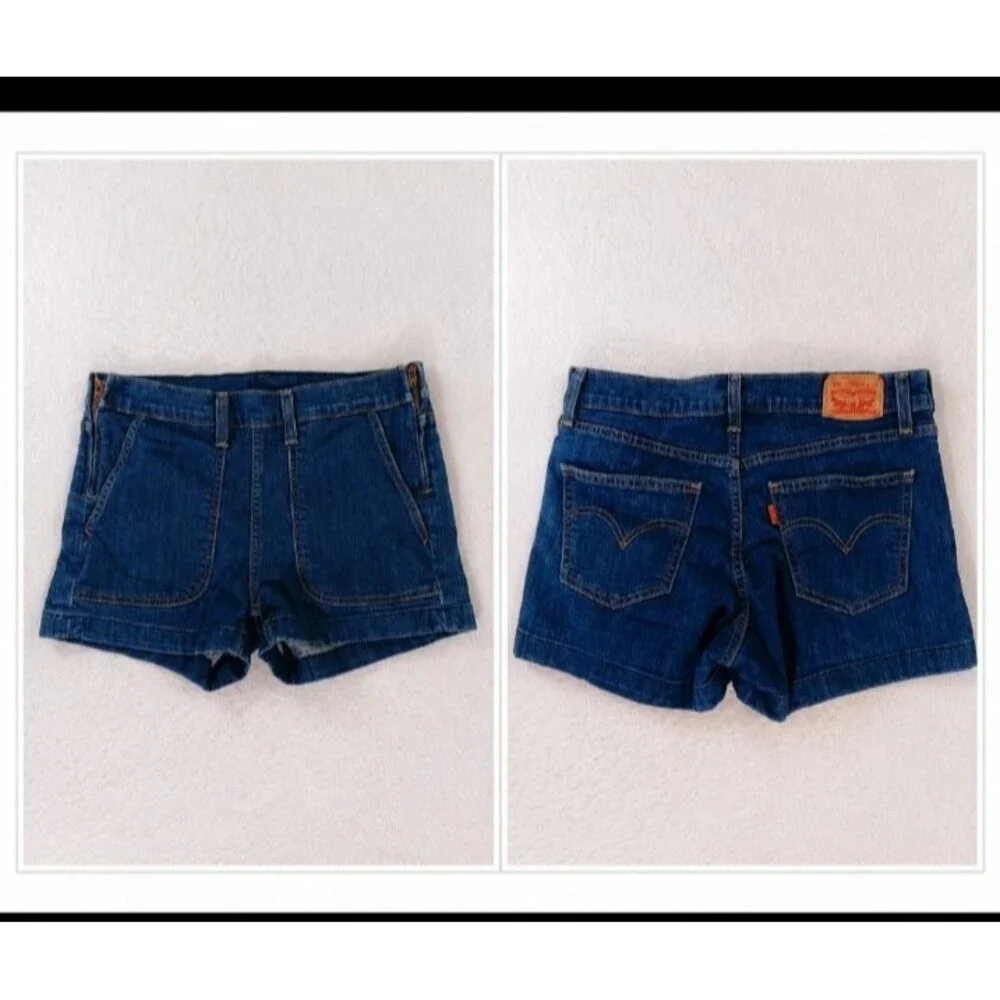 Vintage Levi's Denim Shorts Size 29 Blue Double Side Zip Y2K patch pocket